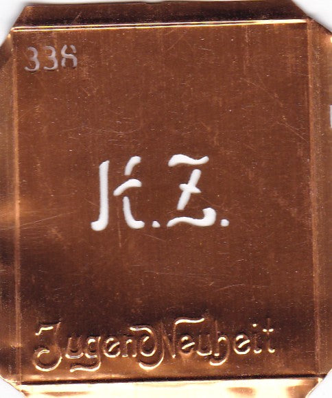 HZ - Kleine Monogramm Schablone zum Besticken von Herrenhemden