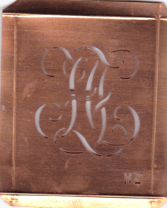 HZ - Alte Monogramm Schablone zum Sticken und vieles mehr