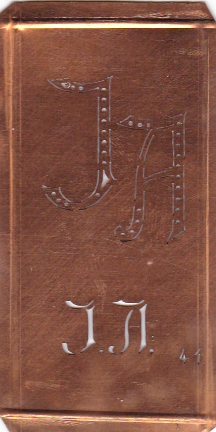 JA - Alte Monogramm Schablone zum Sticken