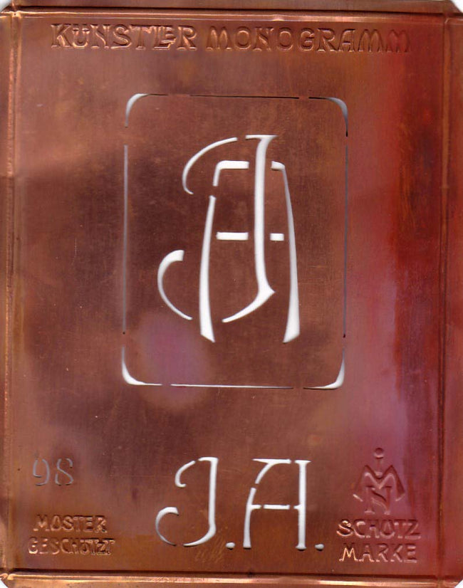JA - Besondere Jugendstil Monogrammschablone