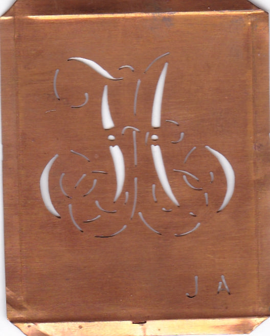 JA - Uralte Monogramm Schablone zum Sticken