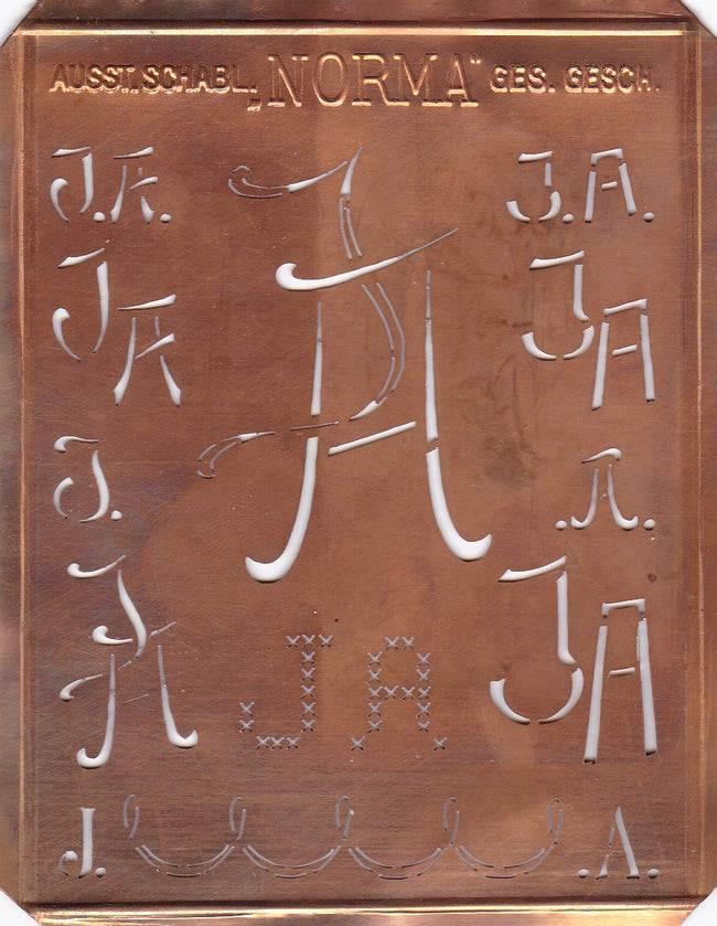 JA - Hübsche alte Monogrammschablone