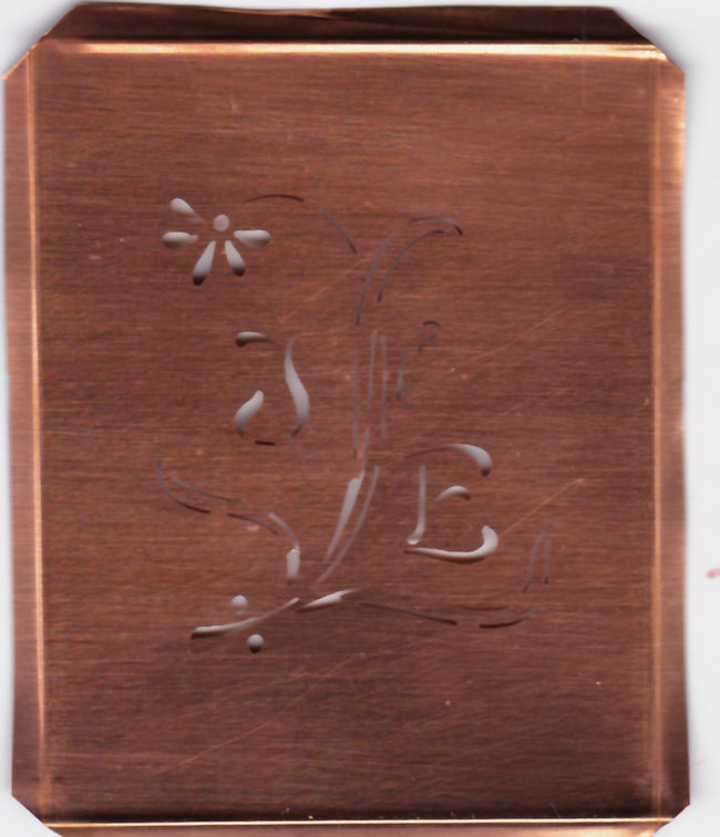JE - Hübsche, verspielte Monogramm Schablone Blumenumrandung