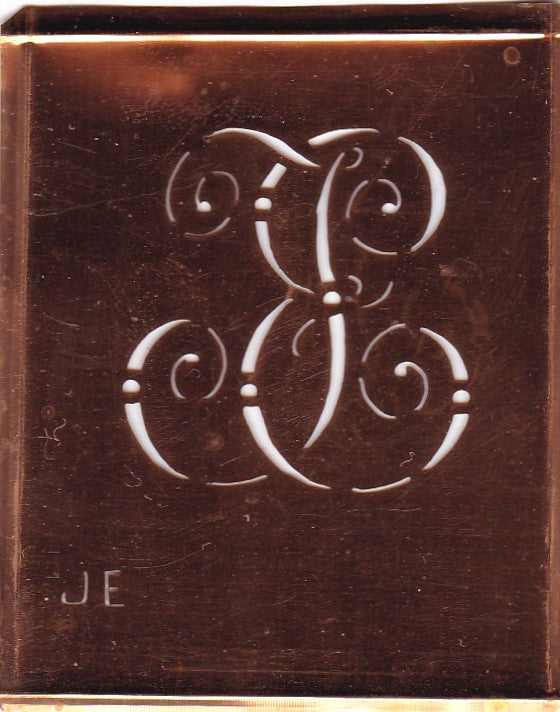 JE - Alte verschlungene Monogramm Stick Schablone