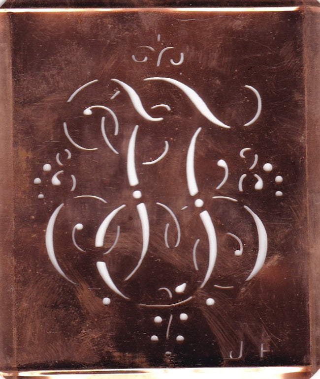 JF - Alte Monogramm Schablone mit Schnörkeln
