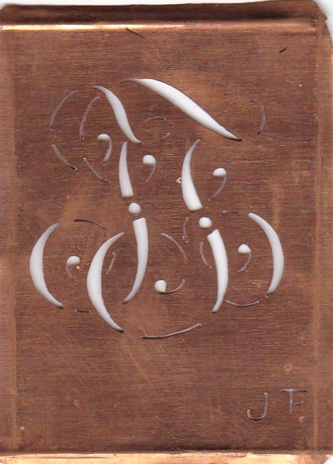 JF - Alte Monogramm Schablone zum Sticken