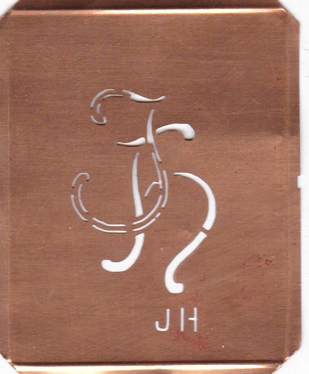 JH - 90 Jahre alte Stickschablone für hübsche Handarbeits Monogramme