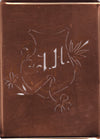 JH - Seltene Stickvorlage - Uralte Wäscheschablone mit Wappen - Medaillon