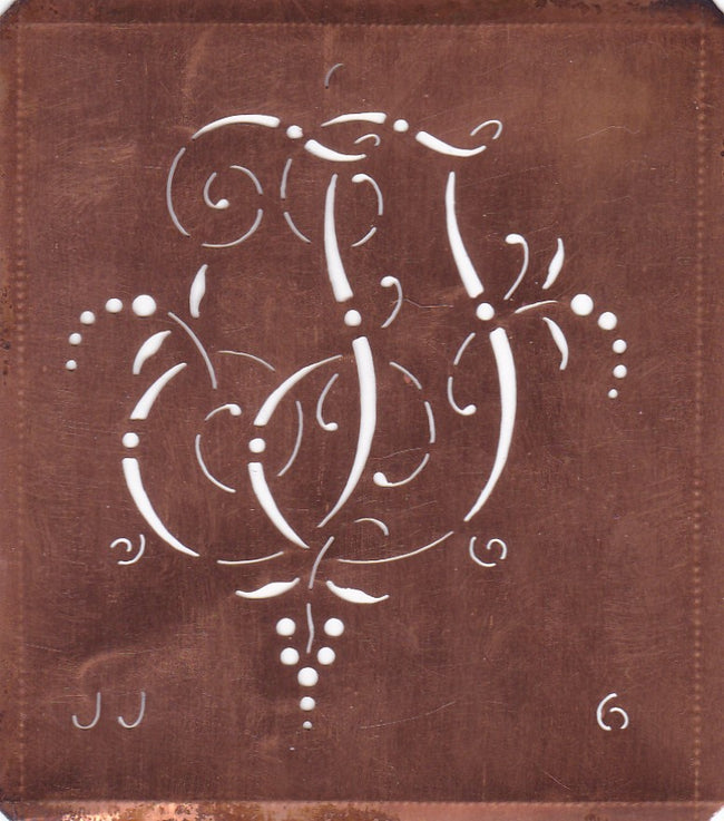 JJ - Interessante Monogrammschablone aus Kupferblech