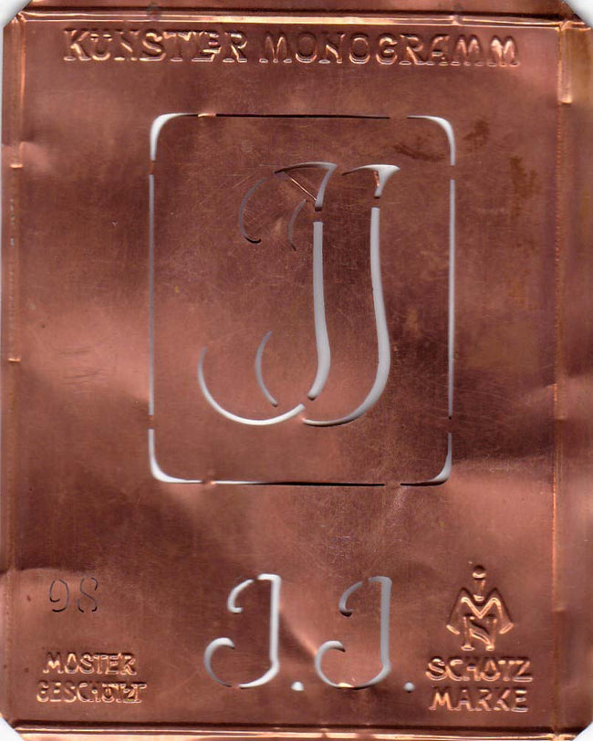JJ - Besondere Jugendstil Monogrammschablone