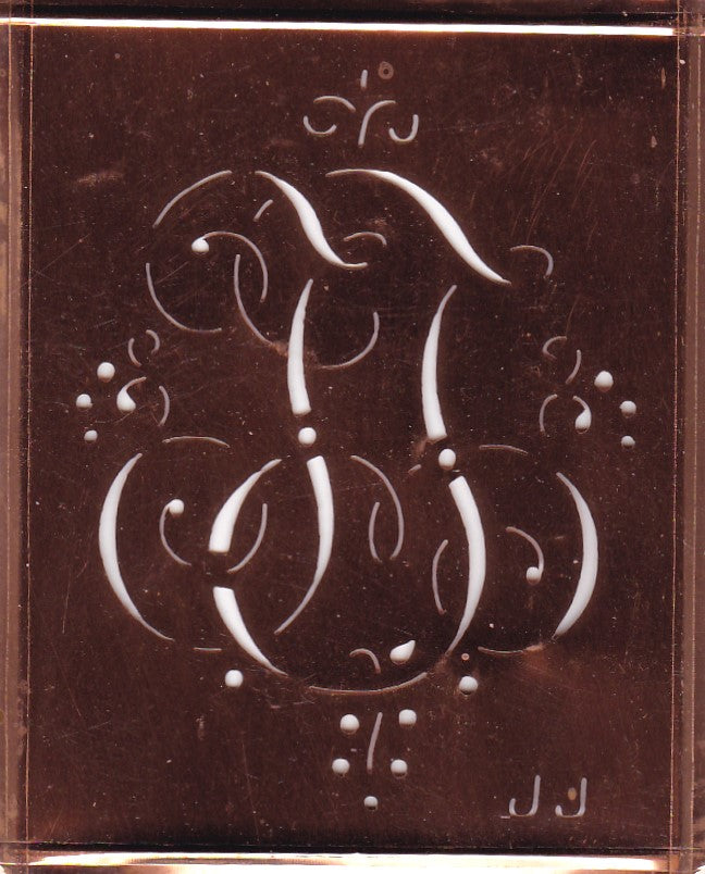 JJ - Alte Monogramm Schablone mit nostalgischen Schnörkeln