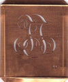 JJ - Hübsche alte Kupfer Schablone mit 3 Monogramm-Ausführungen