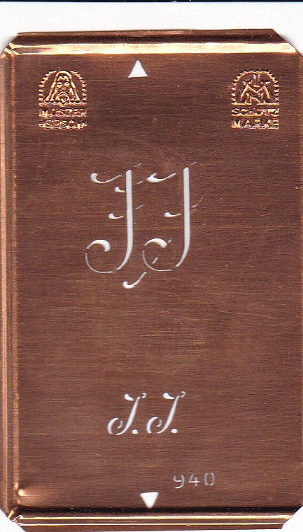 JJ - Alte Monogramm Schablone nicht nur zum Sticken