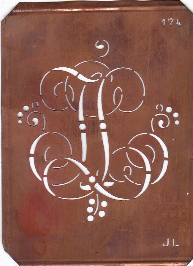 JL - Alte Monogramm Schablone mit Schnörkeln