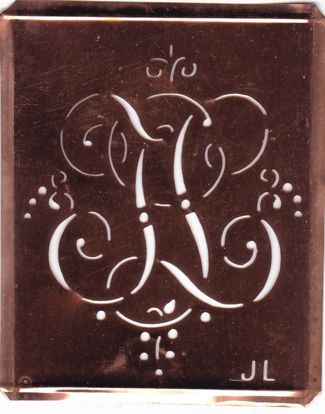 JL - Alte Monogramm Schablone mit Schnörkeln