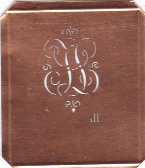 JL - Kupferschablone mit kleinem verschlungenem Monogramm