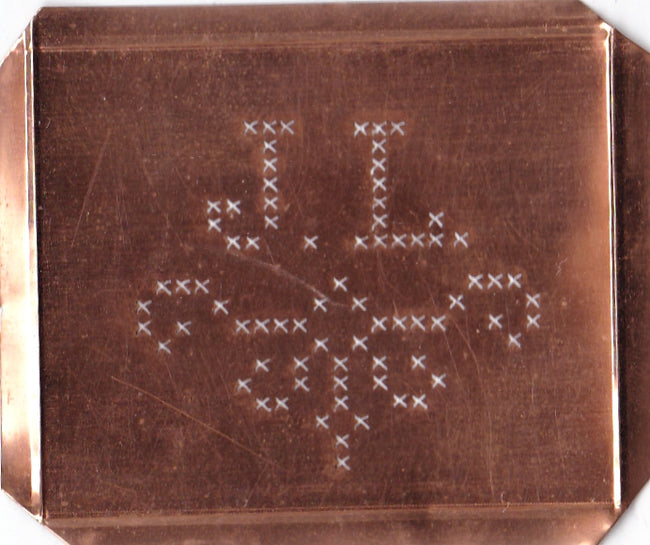 JL - Alte niedliche Kreuzstich Monogramm Schablone