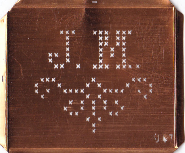 JM - Alte niedliche Kreuzstich Monogramm Schablone