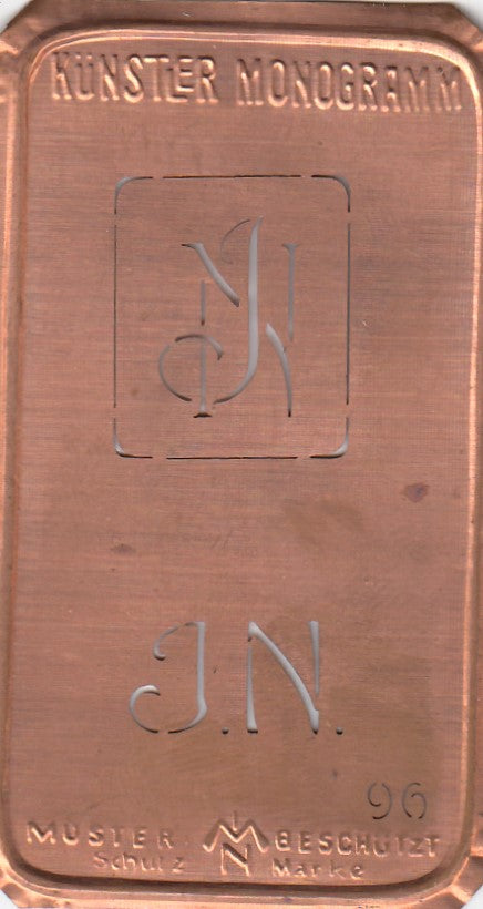 JN - Alte Jugendstil Stickschablone - Medaillon-Design