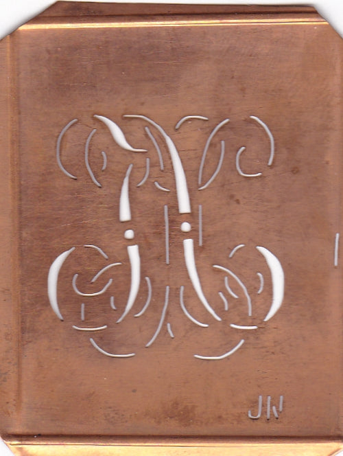 JN - Uralte Monogramm Schablone zum Sticken