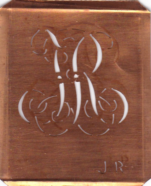 JR - Alte Monogramm Schablone zum Sticken