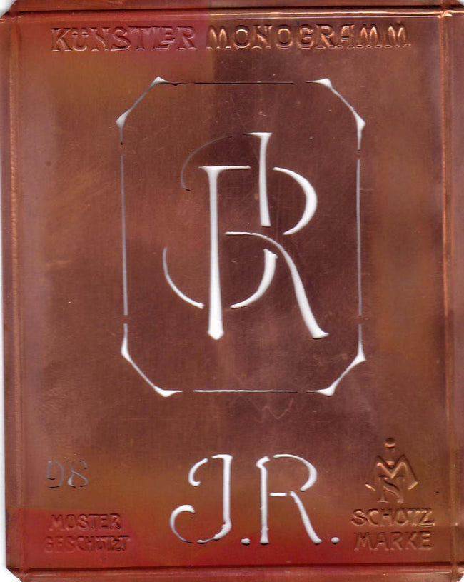 JR - Besondere Jugendstil Monogrammschablone
