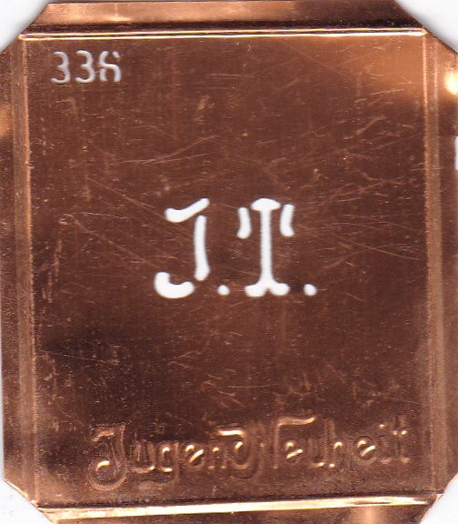 JT - Kleine Monogramm Schablone zum Besticken von Herrenhemden
