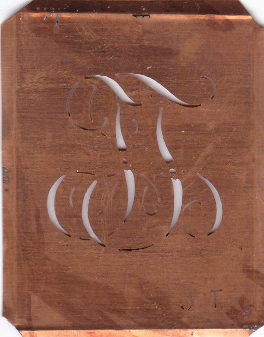 JT - Alte Monogramm Schablone zum Sticken