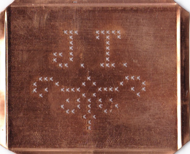 JT - Alte niedliche Kreuzstich Monogramm Schablone