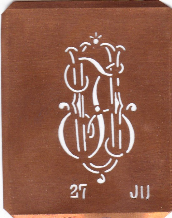 JU - Interessante Monogramm Schablone zum Sticken