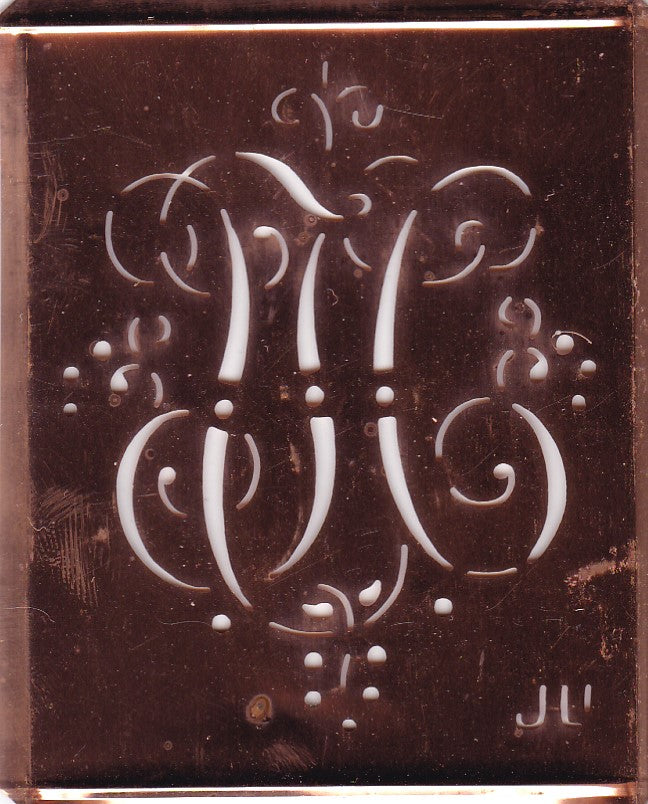 JU - Alte Monogramm Schablone mit Schnörkeln