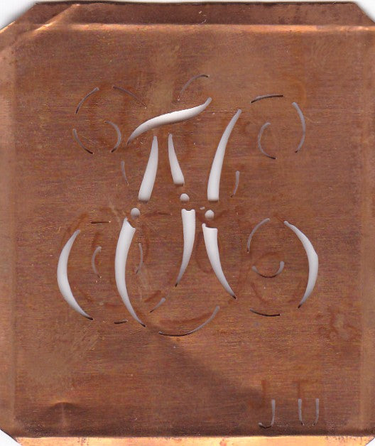 JU - Alte Monogramm Schablone zum Sticken