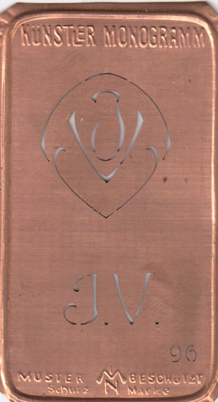 JV - Alte Jugendstil Stickschablone - Medaillon-Design