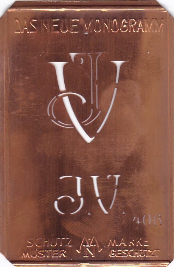 JV - Alte Jugendstil Monogrammschablone