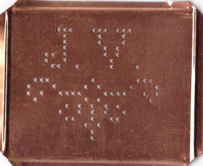 JV - Alte niedliche Kreuzstich Monogramm Schablone