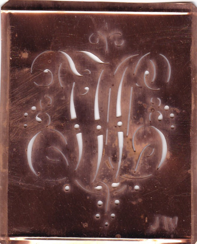 JW - Alte Monogramm Schablone mit nostalgischen Schnörkeln