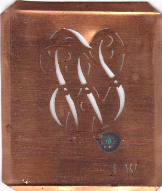 JW - Uralte Monogramm Schablone zum Sticken