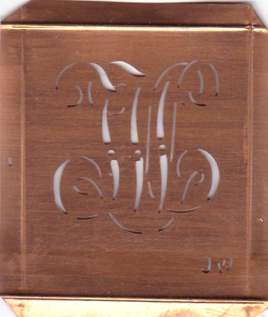 JW - Alte Monogramm Schablone zum Sticken und vieles mehr