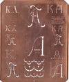KA - Uralte Monogrammschablone aus Kupferblech
