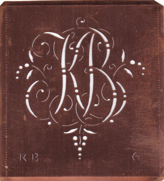 KB - Interessante Monogrammschablone aus Kupferblech