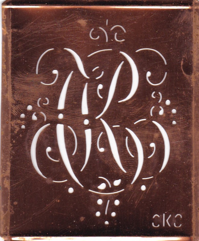 KC - Alte Monogramm Schablone mit nostalgischen Schnörkeln