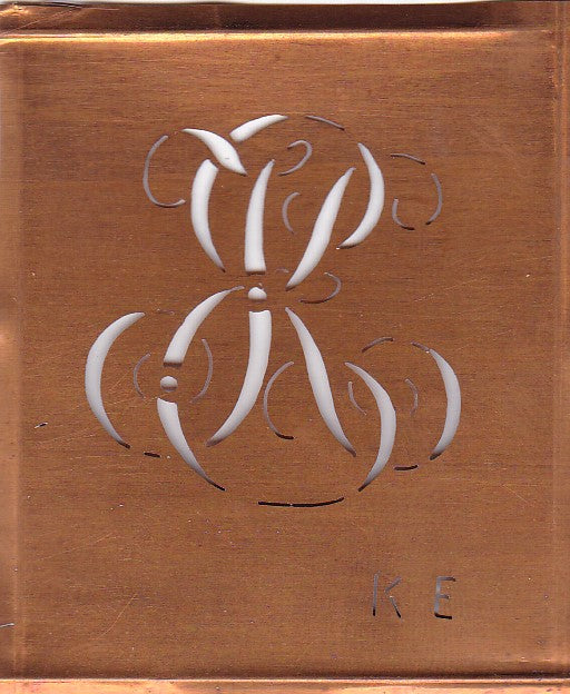 KE - Alte Monogramm Schablone zum Sticken
