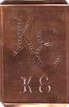 KE - Interessante alte Kupfer-Schablone zum Sticken von Monogrammen