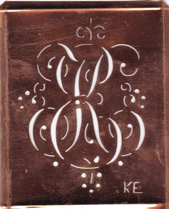 KE - Alte Monogramm Schablone mit Schnörkeln