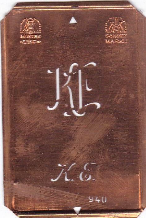 KE - Alte Monogramm Schablone zum Sticken