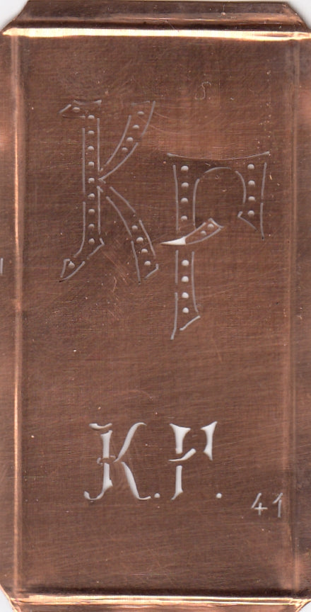 KF - Alte Monogramm Schablone zum Sticken