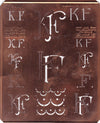 KF - Uralte Monogrammschablone aus Kupferblech