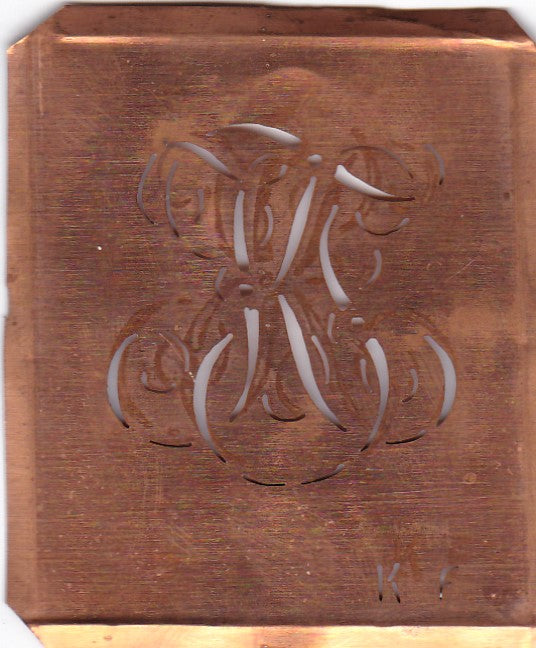 KF - Alte Monogramm Schablone zum Sticken