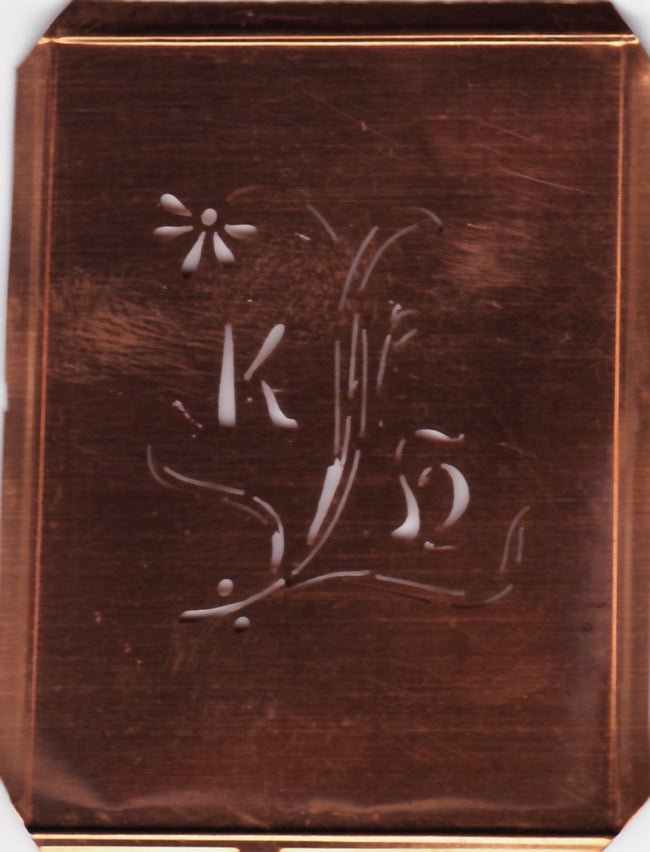 KH - Hübsche, verspielte Monogramm Schablone Blumenumrandung