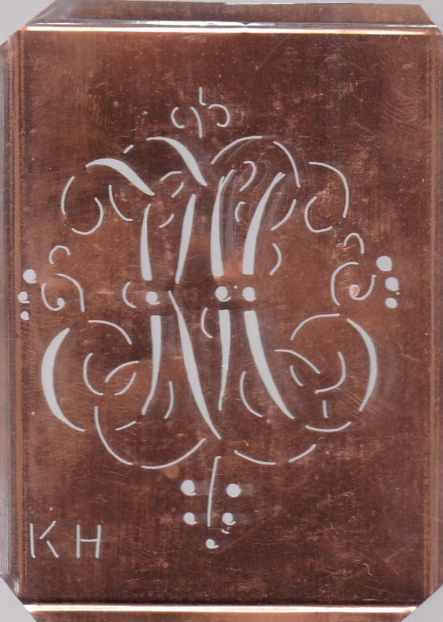 KH - Hübsche alte verschnörkelte Monogrammschablone